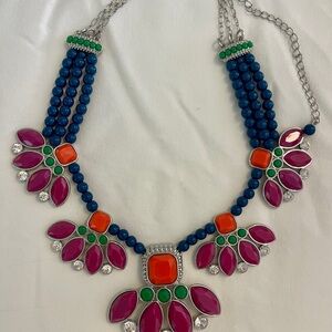 Vibrant Multicolor Necklace with Silver Accents